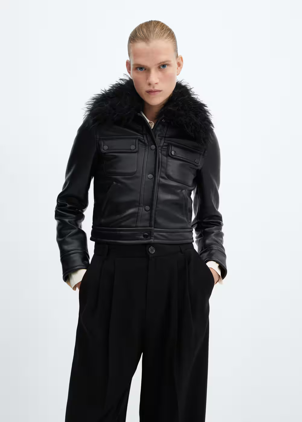 Padded jacket with fur-effect collar -  Women | Mango USA | MANGO (US)