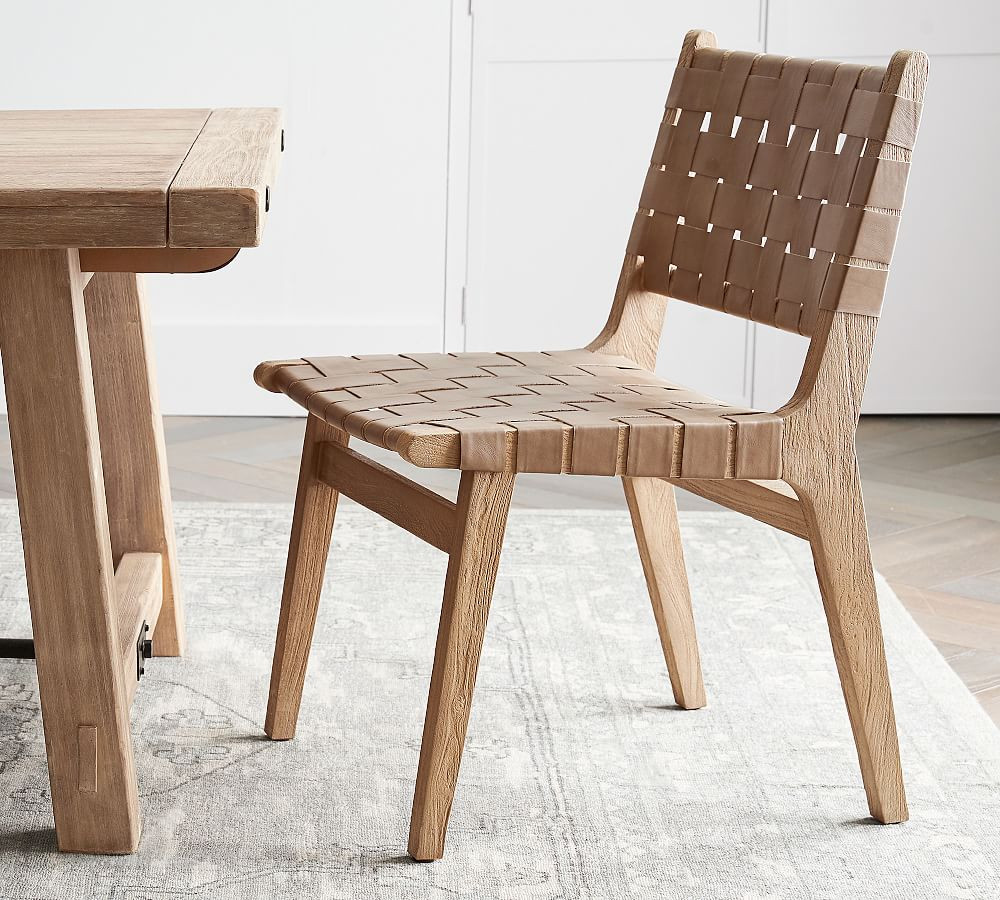 Fenton Woven Leather Dining Chair | Pottery Barn (US)