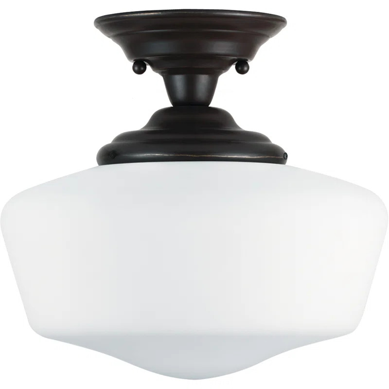 Sainz 1 - Light 13" Simple Schoolhouse Semi Flush Mount | Wayfair North America