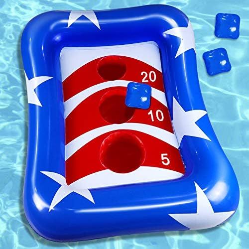 iGeeKid 36" Inflatable Pool Ring Toss Games American Flag Swimming Pool Toys Floating Toss Game f... | Amazon (US)