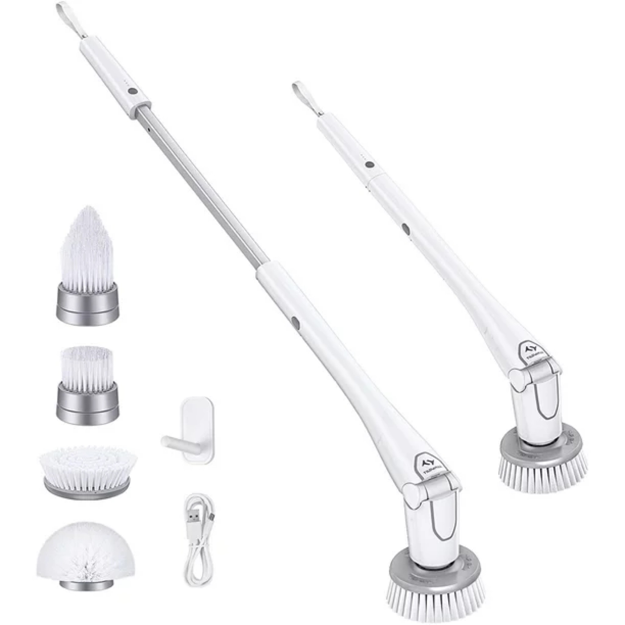 Tilswall Electric Spin Scrubber, Cordless Grout Shower 360 Power Bathroom Cleaner with 4 Replaceable Rotating Brush Heads, Tool-Free Adjustable Extension Handle for Tile, Floor, Bathroom 