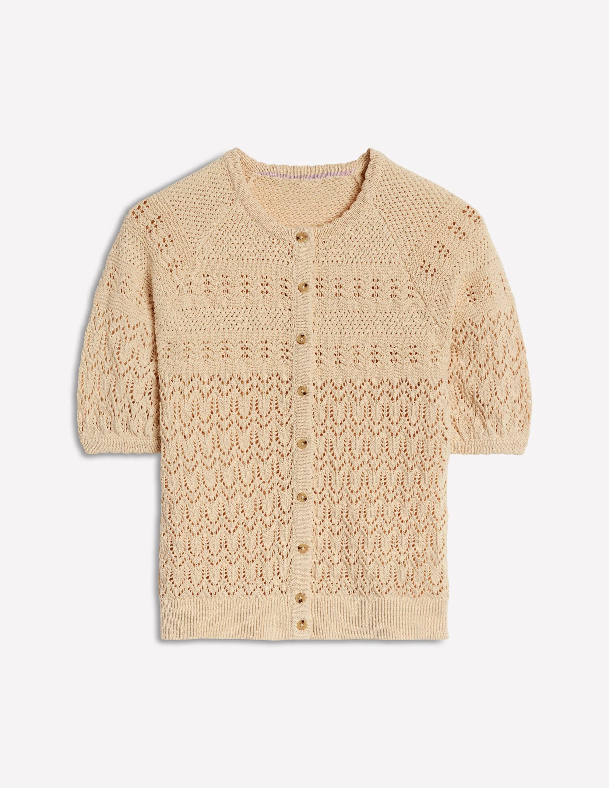 Elodie Stitch Crew Cardigan-Warm Ivory | Boden (US)