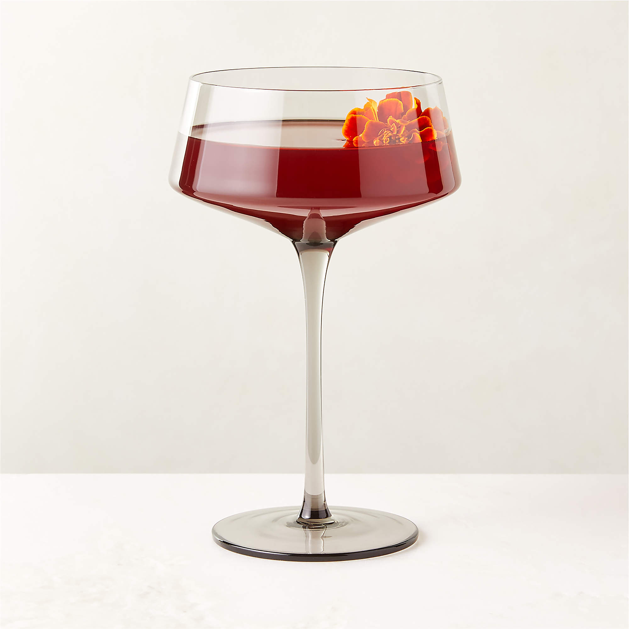 Muse Modern Smoked Coupe Cocktail Glass + Reviews | CB2 | CB2