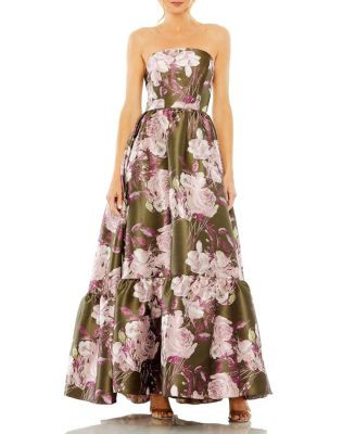 Mac Duggal Strapless Bottom Ruffle Floral Gown  | Bloomingdale's Women | Bloomingdale's (US)