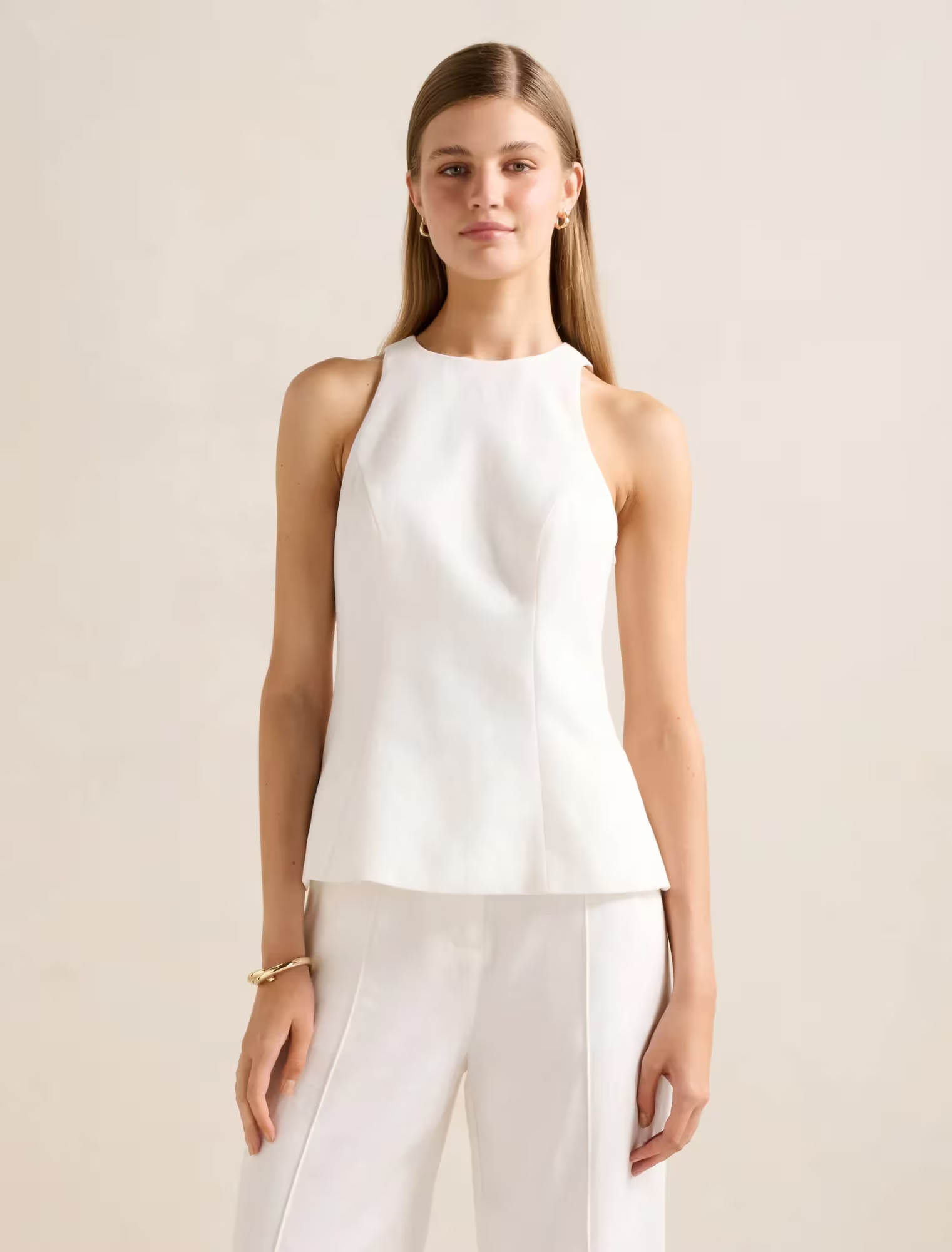 Forever New Women's Liliana Linen Top in Porcelain | Forever New (AU)