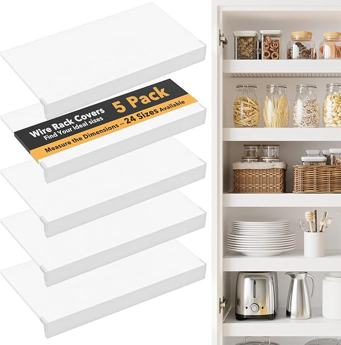 SpaceAid Wire Shelf Covers for Pantry Rack, 38" W x 16" D, White 5pcs | PVC Wire Rack Cover for P... | Amazon (US)