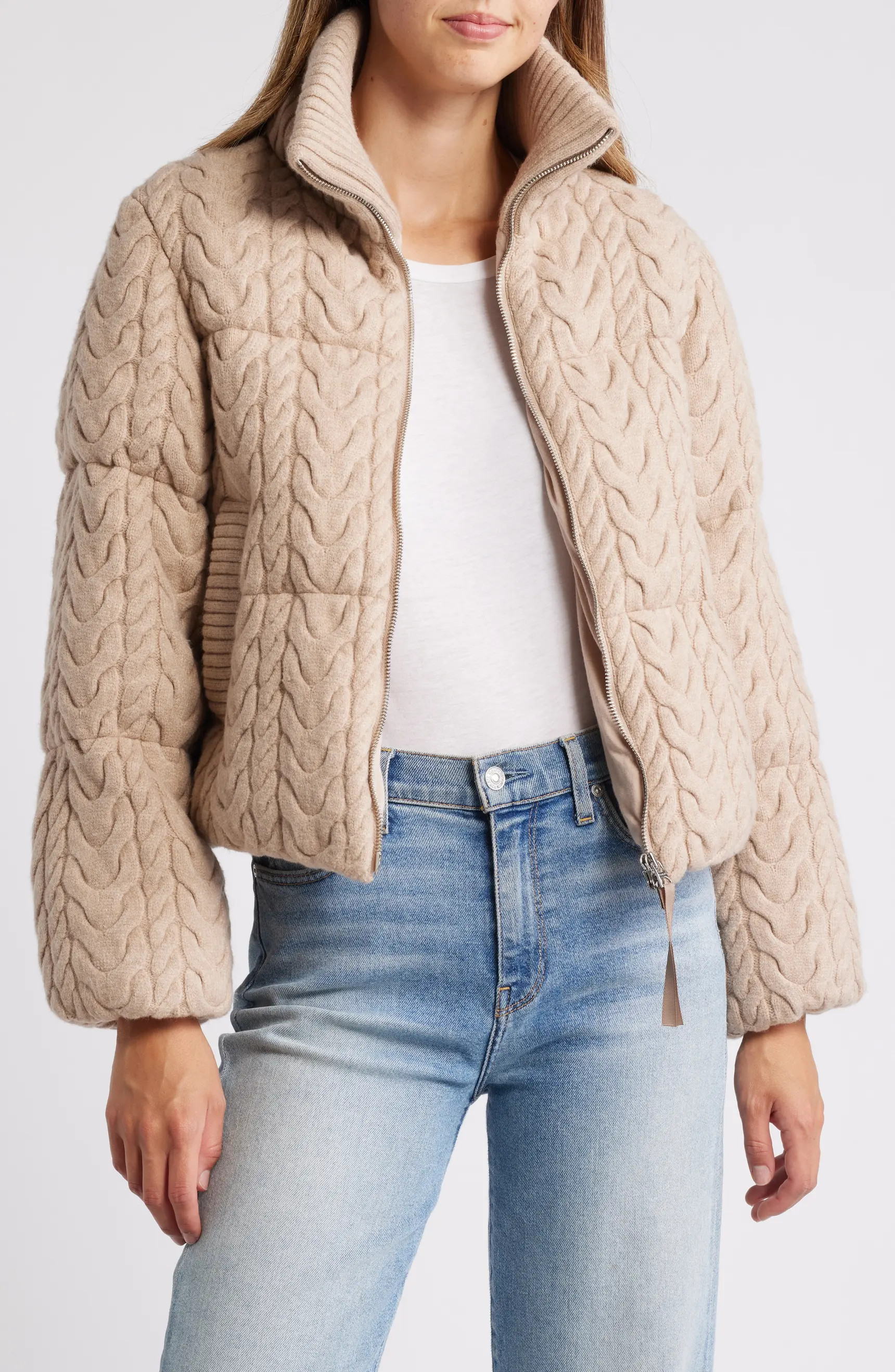 Varley Reggie Cable Knit Puffer Jacket | Nordstrom | Nordstrom
