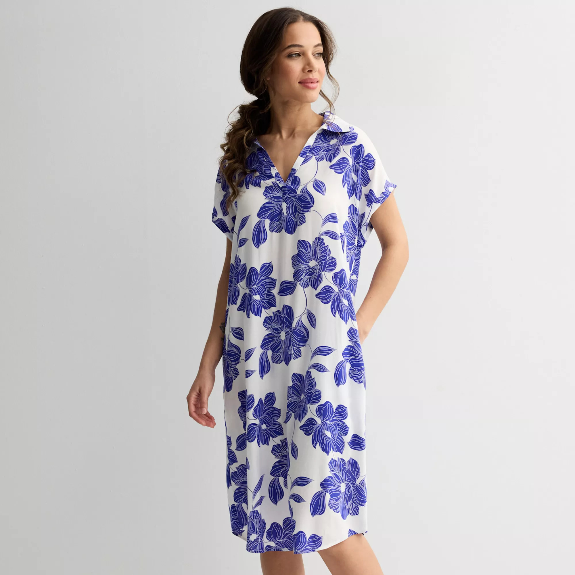 Women's Draper James Woven Collared Midi Sleep Dress | Kohl's