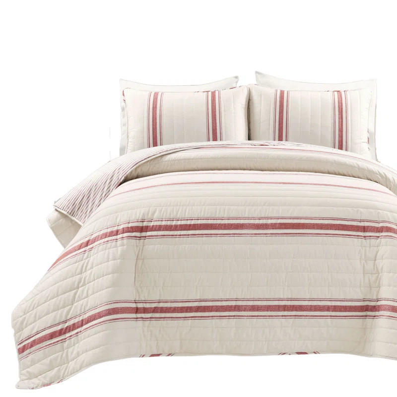 Baden Standard Cotton 460 TC Reversible 3 Piece Quilt Set | Wayfair North America