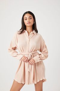 Plisse Tie-Waist Shirt Dress | Forever 21 (US)