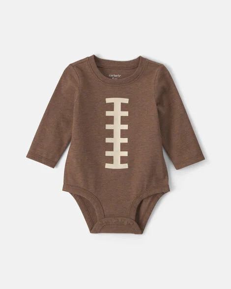 Baby Football Long-Sleeve Graphic Bodysuit - Brown | Carter's Inc