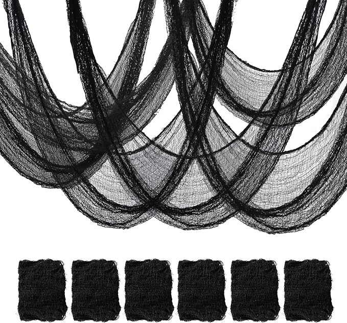 6 Pack Black Halloween Creepy Cloth (30 x 72 Inch), Halloween Gauze, Creepy Gauze for House, Outd... | Amazon (US)