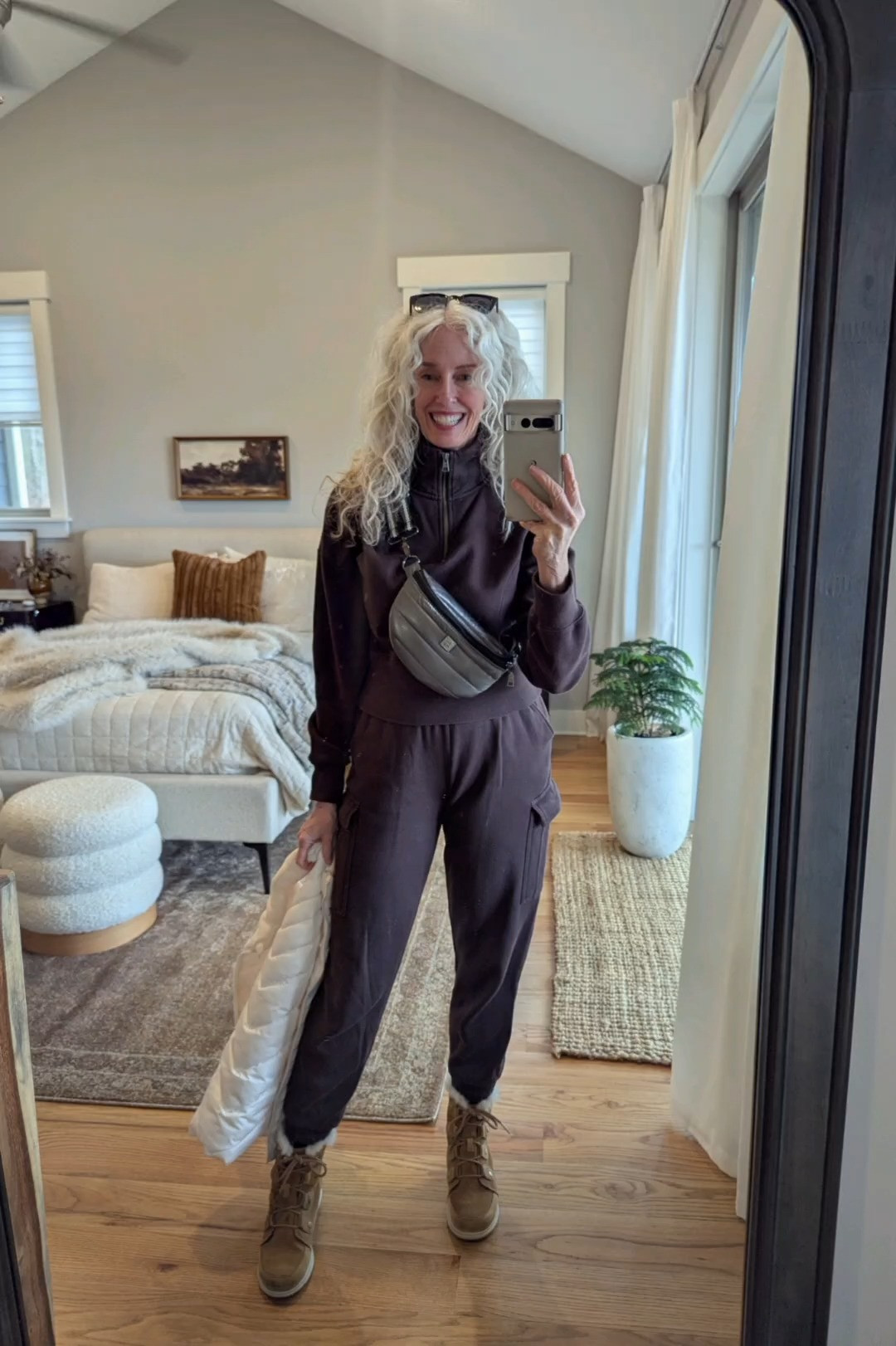 My brown sweatsuit is from last year but still a go-to! Adding my white puffer vest and warm waterproof Sorel boots to finish it off. I found some great similar sets!
#over60 #over50 #fashionover60
 

 #LTKootd #LTKOver40 #LTKFindsUnder50