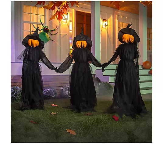 Evergreen Set of 3 Lighted Halloween WitchStakes - QVC.com | QVC