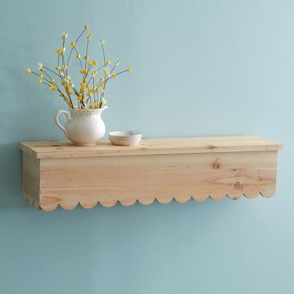 Natural Wood Scalloped Floating Shelf - 24½''W x 6''D x 5½''H | Bed Bath & Beyond