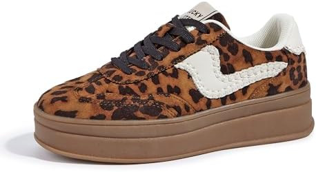 LUCKY STEP Women's Platform Fashion Sneakers Thick Sole Suede Faux Leather Classic Rubber Gum Sol... | Amazon (US)