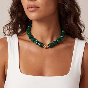 Beaded Necklaces for Women Boho Chunky Necklace Statement Big Resin Bead Choker Fashion Summer Be... | Amazon (US)