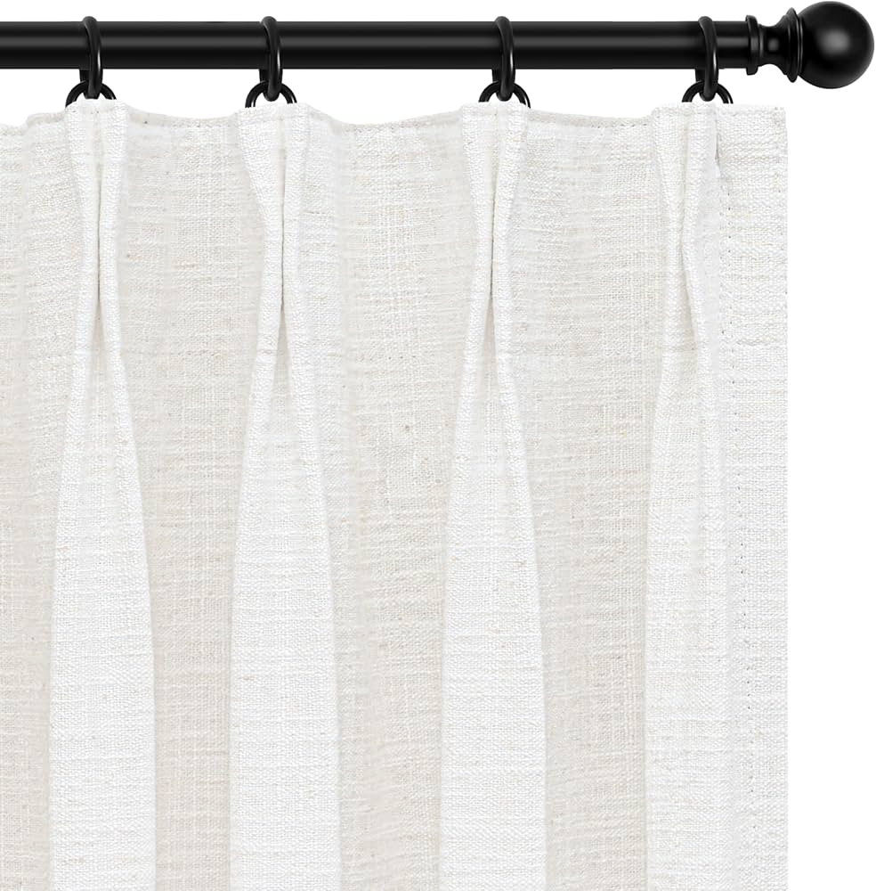 INOVADAY Pinch Pleated Curtains Blackout, Linen Pleated blackout Curtains 96 inches Long, 100% Bl... | Amazon (US)