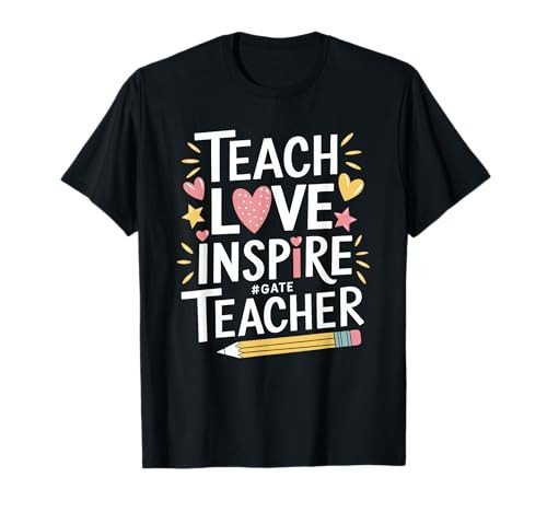 School Education Teaching, Teach Love Inspire Gate Teacher T-Shirt | Amazon (US)