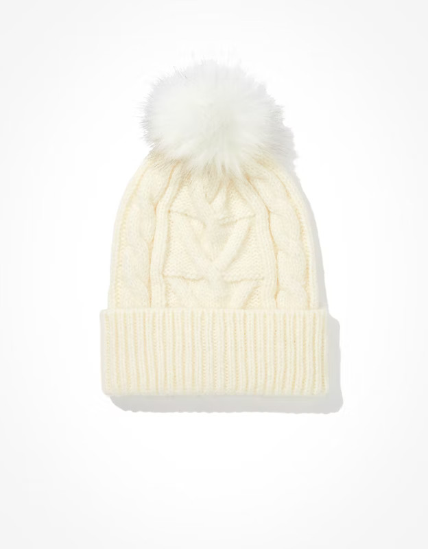 AE Cable Knit Pom Beanie | American Eagle Outfitters (US & CA)