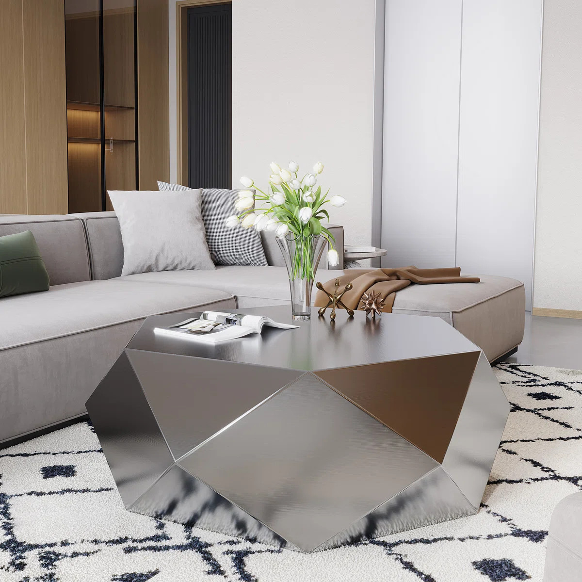 Jaelithe Mordern Diamond-Shaped Coffee Table, Stylish Center Table, Chic Diamond Coffee Table, Fu... | Wayfair North America