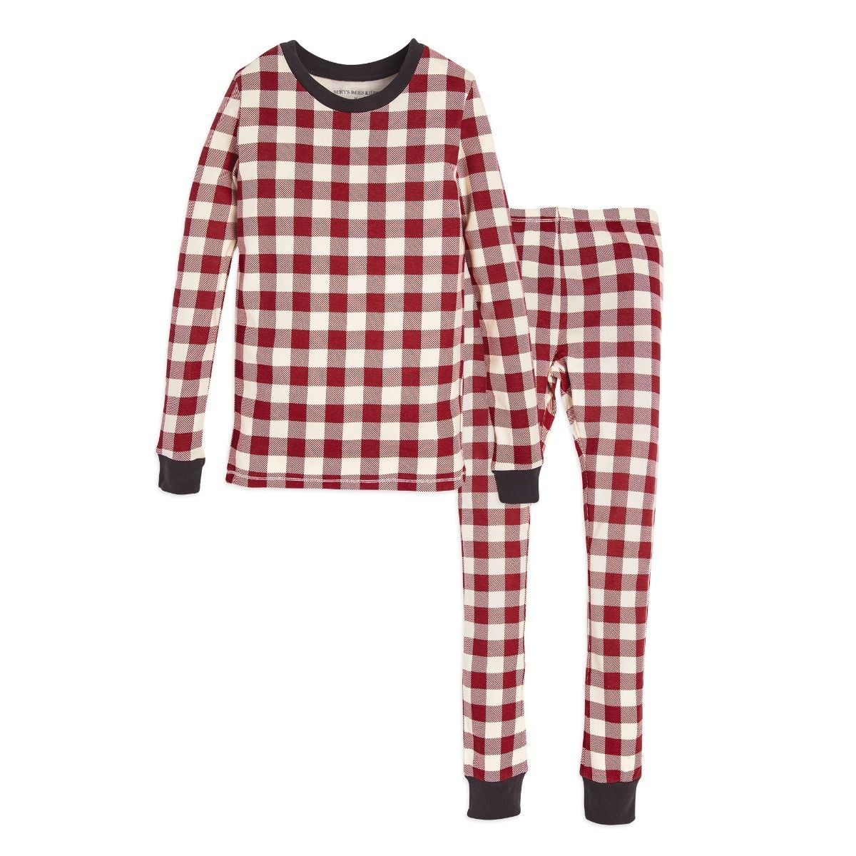 Buffalo Check Organic Big Kids Holiday Matching Pajamas | Burts Bees Baby