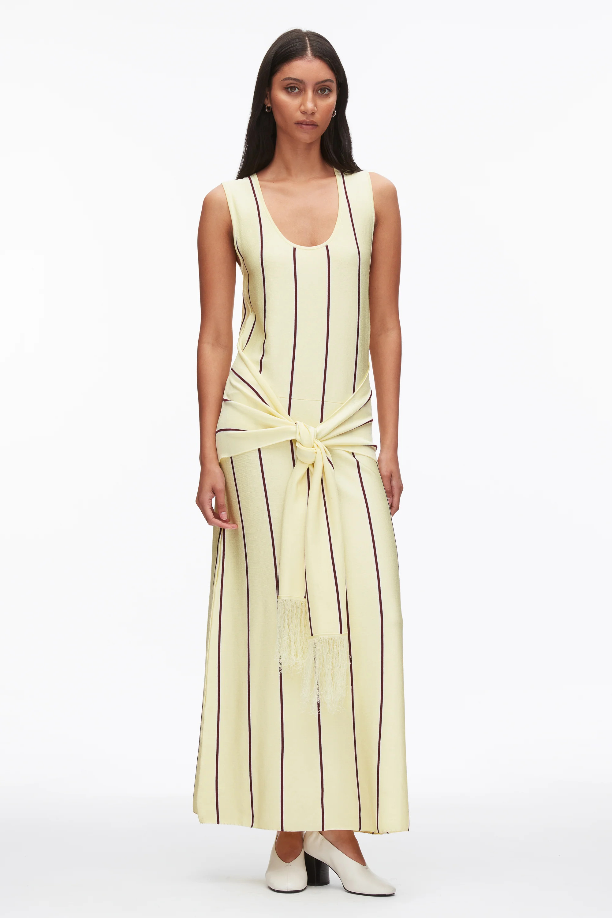 Stripe Midi Dress with Fringe Waist Tie | 3.1 Phillip Lim