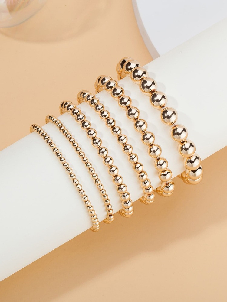 6pcs Round Ball Beaded Bracelet | SHEIN