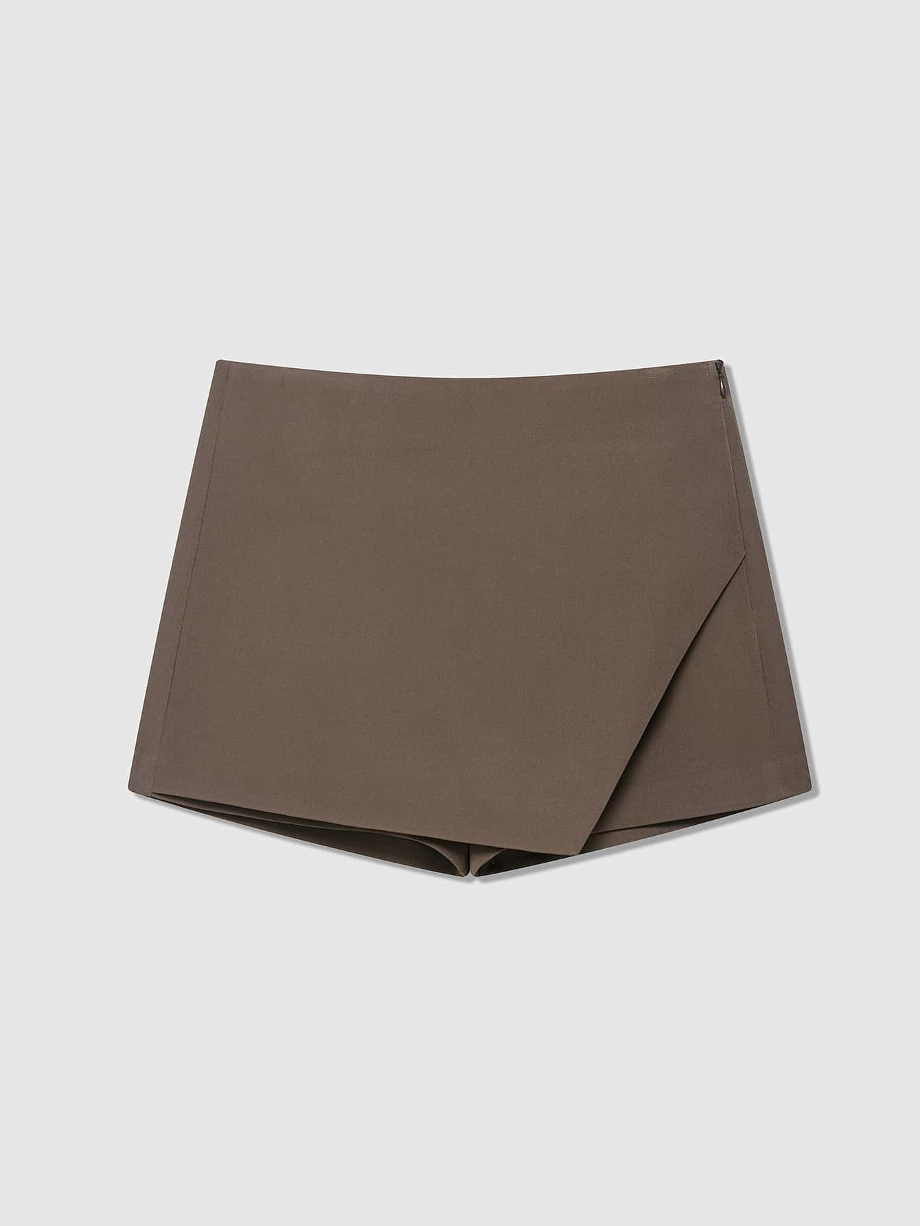 Women's Solid Color Asymmetrical Skorts, Minimalist & Fashionable, Suitable For Summer | SHEIN