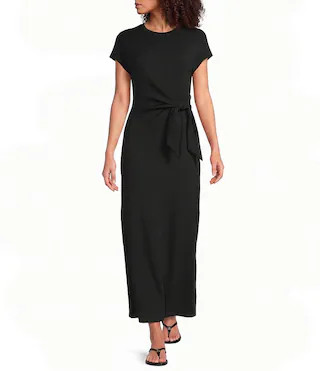 SPANX AirEssentials� Crew Neck Cap Sleeve Tie-Waist Midi Dress - L | Dillard's