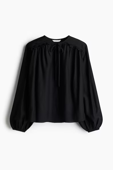 H & M - Ruffle-Trimmed Blouse - Black | H&M (US + CA)