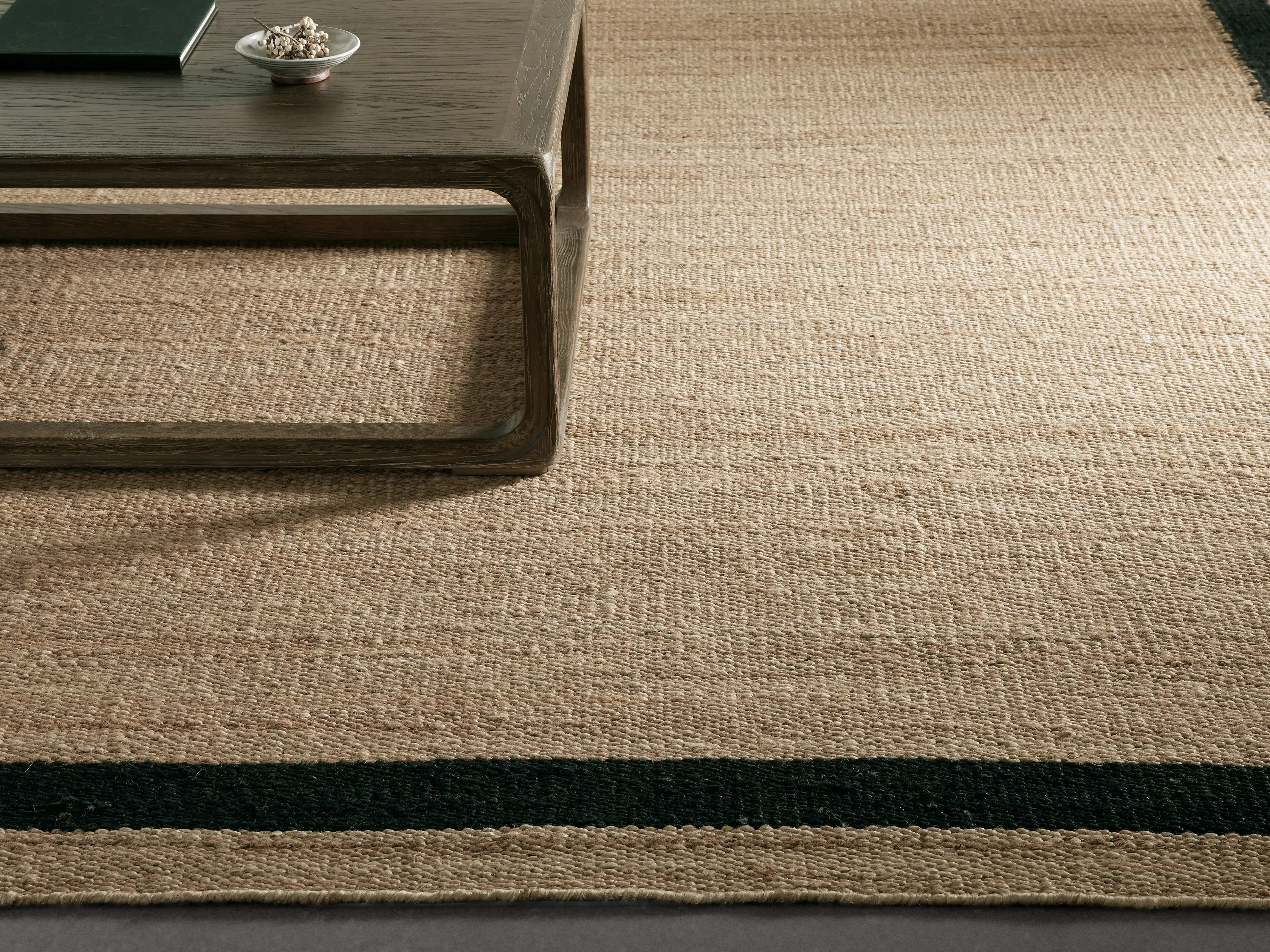 Jute Border Handwoven Rug in Black | Arhaus
