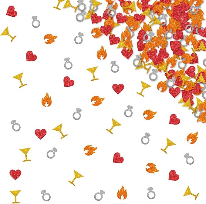 120pcs She Found Her Match Confetti, Perfect Match Bridal Shower Table Confetti, Red&Gold Glitter... | Amazon (US)