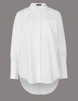 Pure Cotton Longline Long Sleeve Shirt | Marks & Spencer (UK)