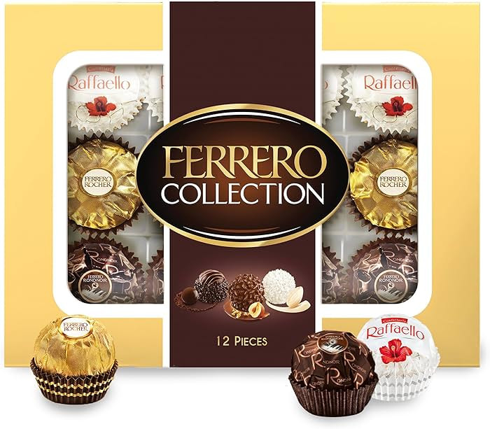 Ferrero Collection, 12 Count, Premium Gourmet Assorted Hazelnut Milk Chocolate, Dark Chocolate an... | Amazon (US)
