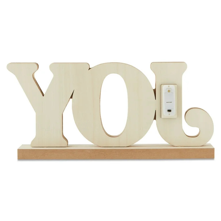 Light-Up Wooden Joy Christmas Tabletop Decoration, Brown, 11.75", by Holiday Time | Walmart (US)