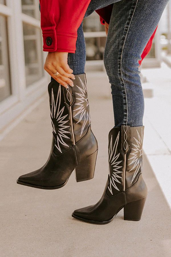 The Beau Faux Leather Cowboy Boot In Black | Impressions Online Boutique