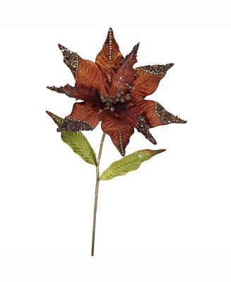 26" Chocolate Velvet Poinsettia Artificial Christmas Pick, 3 Per Bag | Macy's