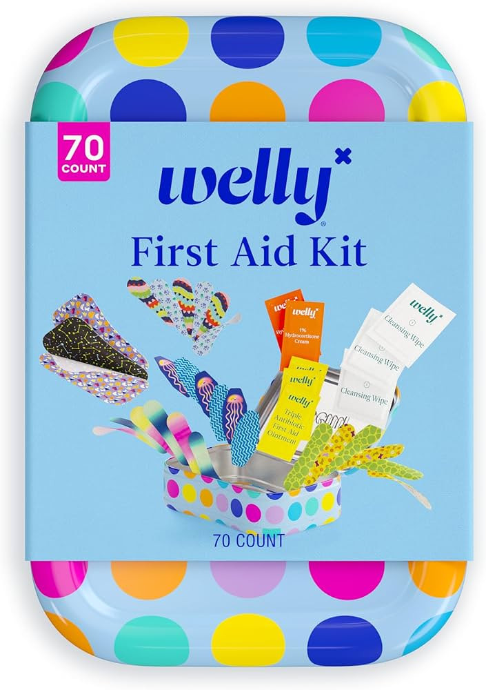 Welly First Aid Kit - Adhesive Bandages in Flexible Fabric and Waterproof, Singe Use Ointments (T... | Amazon (US)