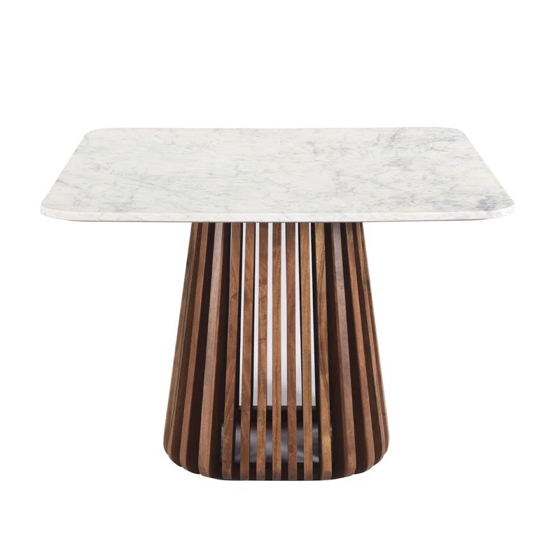Kendall Genuine Marble Square Top Solid Wood Dining Table | Wayfair North America