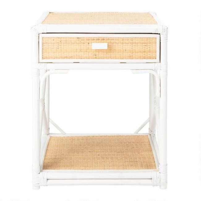 Celia Natural Rattan Nightstand With Drawer | World Market