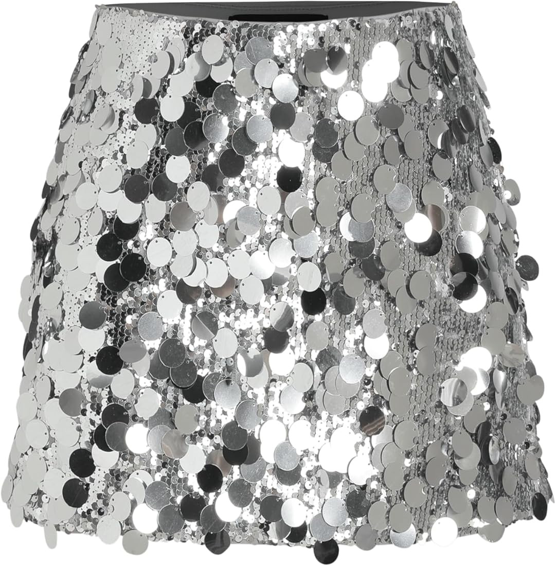 CIDER Sequin Mid Waist Mini Skirt | Amazon (US)