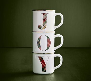 Stewart Plaid Alphabet Handcrafted Stoneware Mug | Pottery Barn (US)