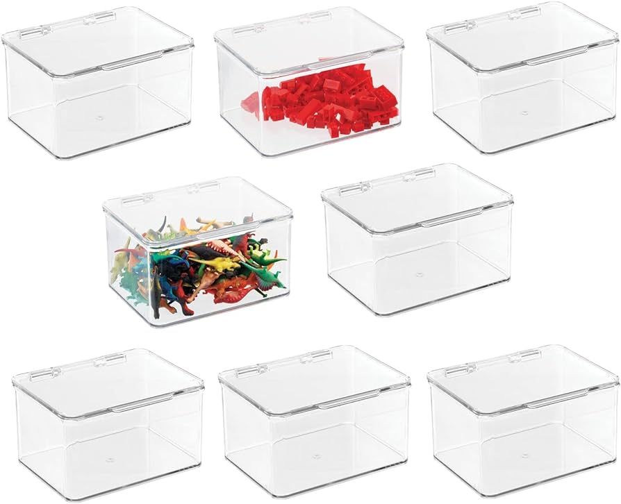 mDesign Plastic Playroom and Gaming Storage Organizer Box Containers with Hinged Lid for Shelves ... | Amazon (US)