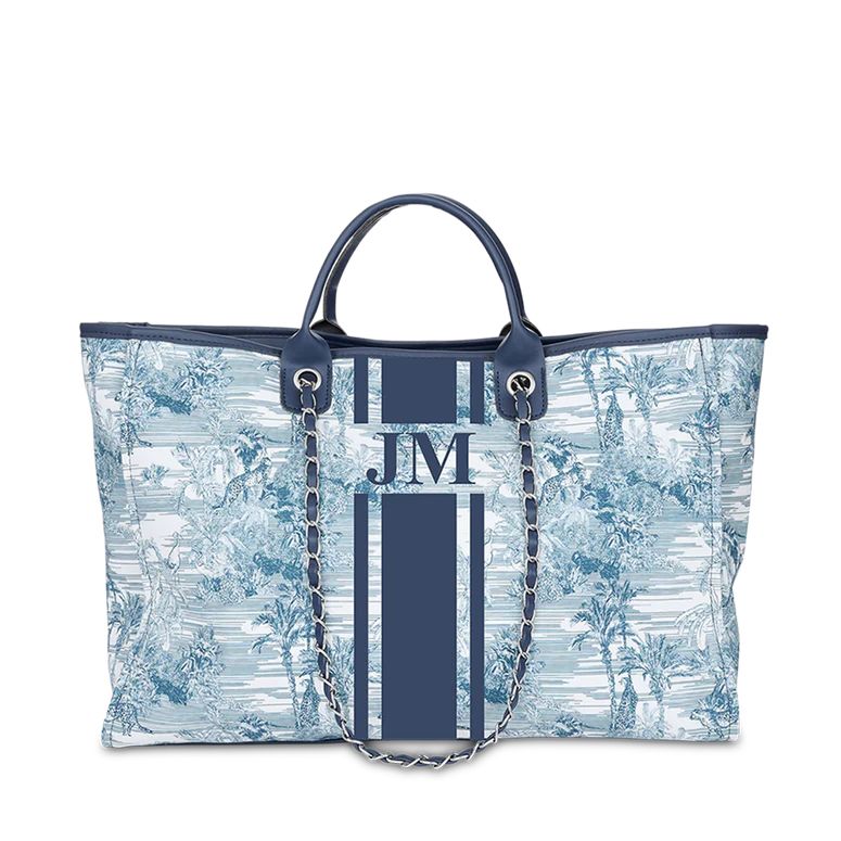 Lily and Bean Medium Blue Tropical Stripe Bag Navy | Lily and Bean