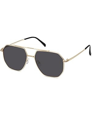 Classic Aviator Sunglasses for Women Men Trendy Square Oversize Polarized Sunglasses | Amazon (US)