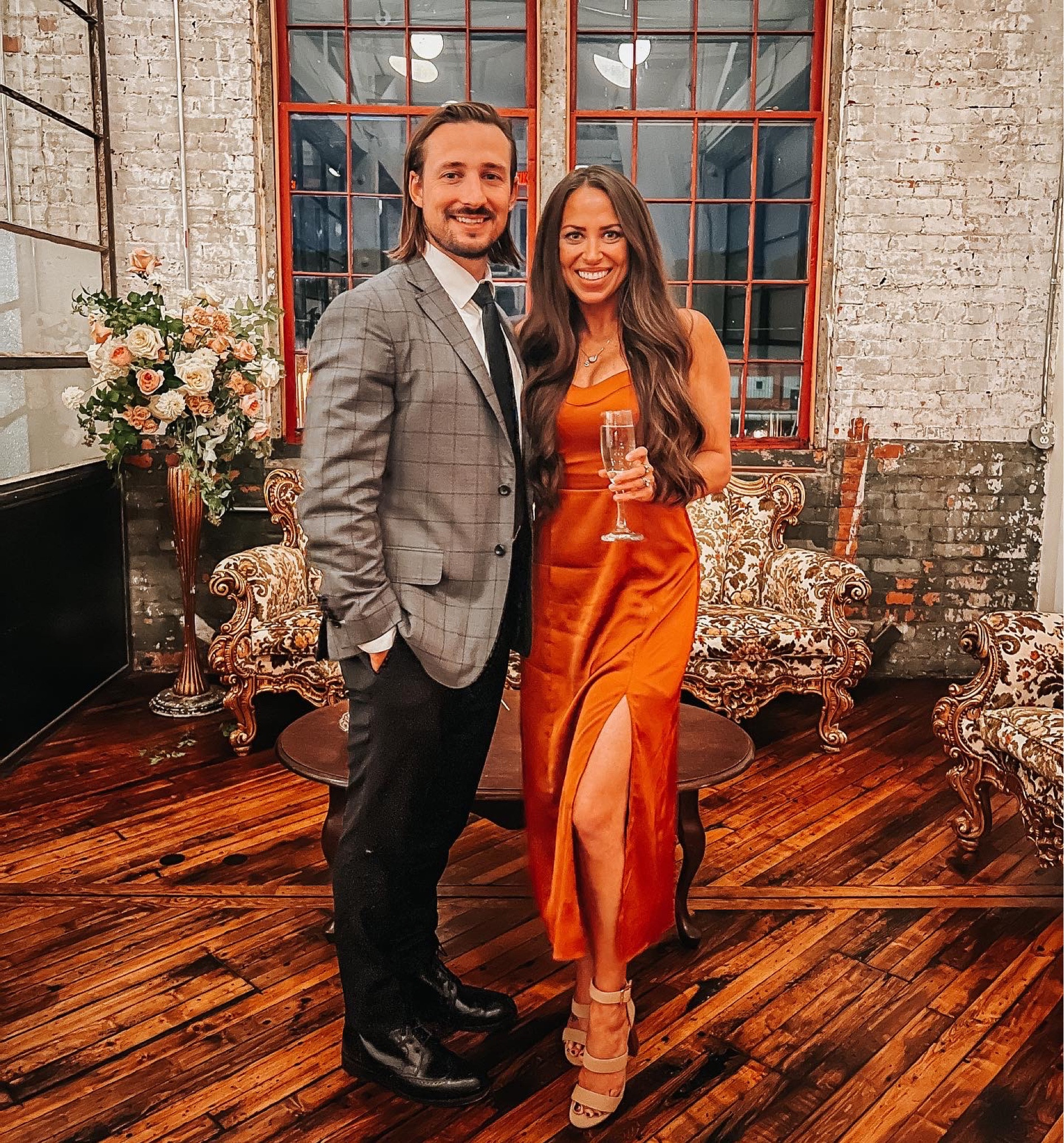 fall wedding guest dress from Abercrombie, orange brown silky dress, dress with slit, autumn wedding guest dress 

#LTKSeasonal #LTKwedding #LTKstyletip