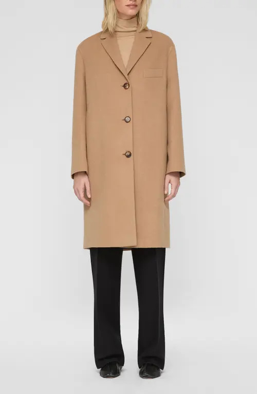 Lafayette 148 New York Camel Hair Three Button Coat at Nordstrom, Size Large | Nordstrom