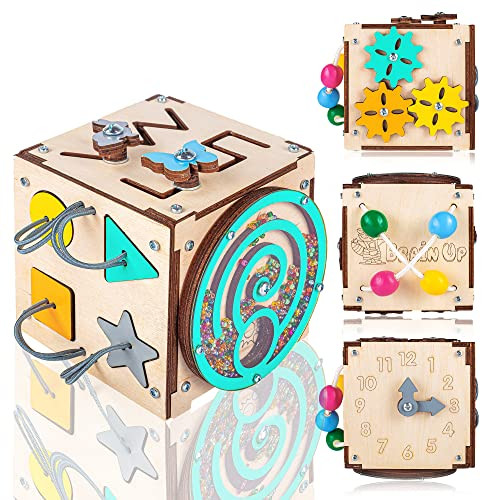 BrainUpToys Busy Activity Cube for Travel Toddlers Kids Children Baby - Busy Board – Wooden Sorter T | Amazon (US)