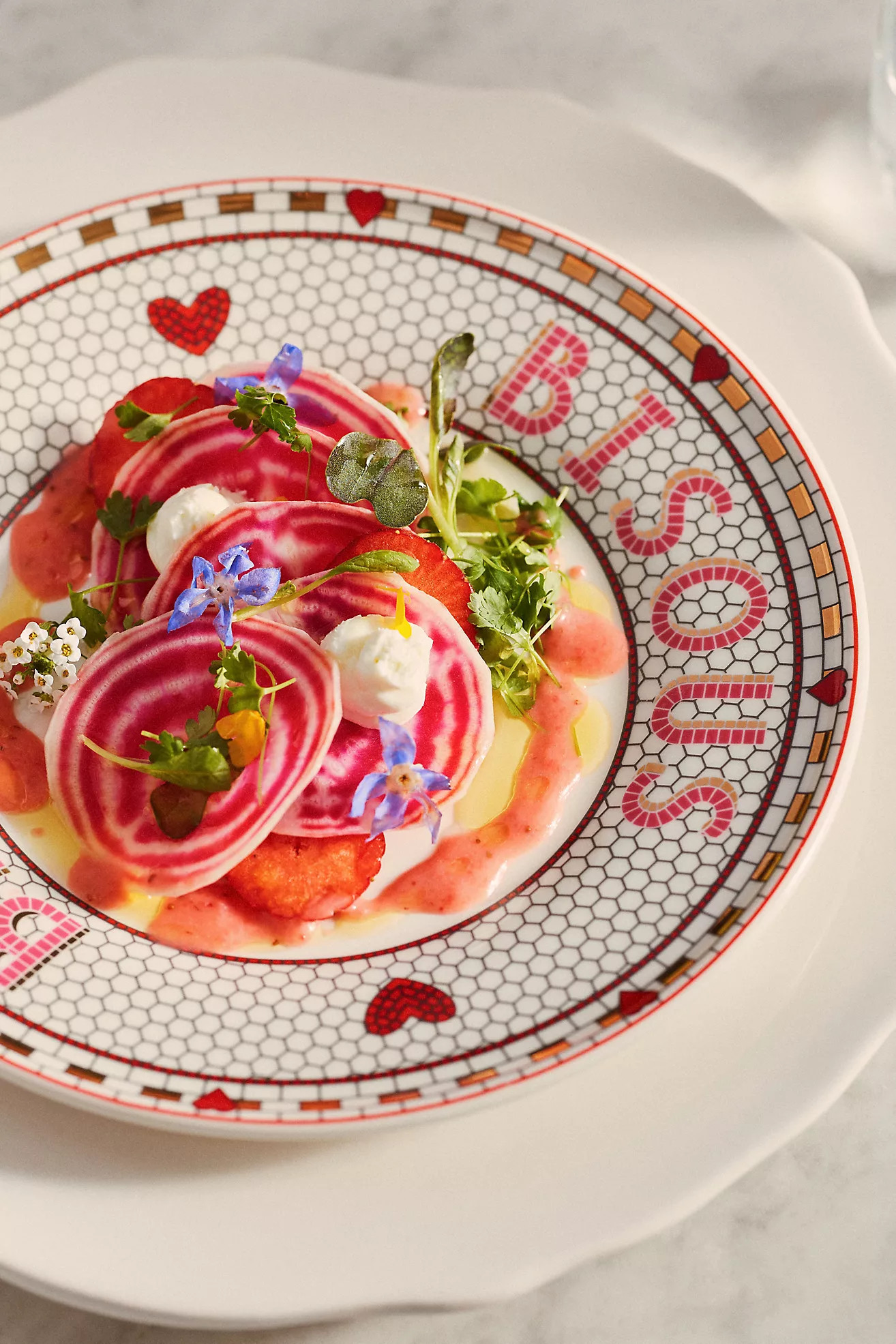 The Bistro Tile Stoneware Dessert Plate: Valentine's Edition | Anthropologie (US)
